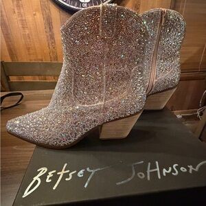 Betsey Johnson Glittering Ankle Booties - Silver and Gold